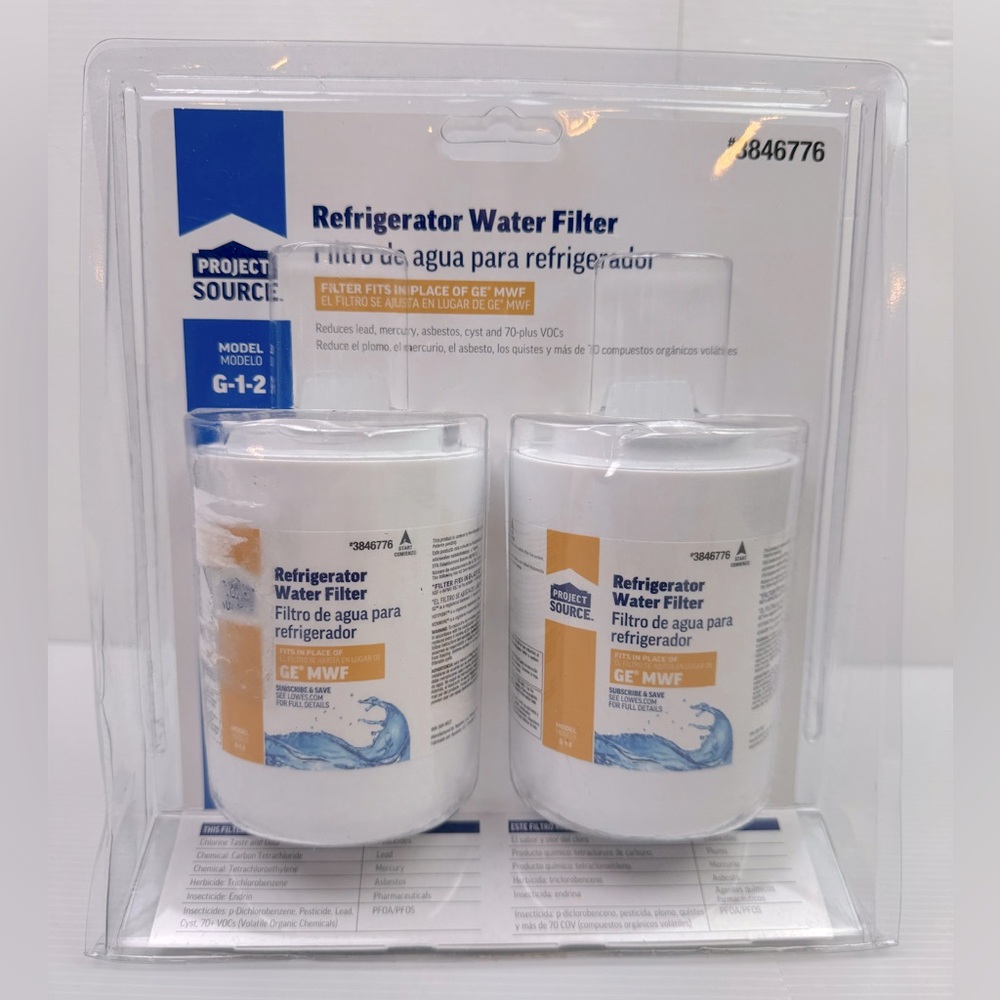 Project Source #3846776 G-1-2 Refrigerator Water Filter fits GE MWF - 2-Pack NEW